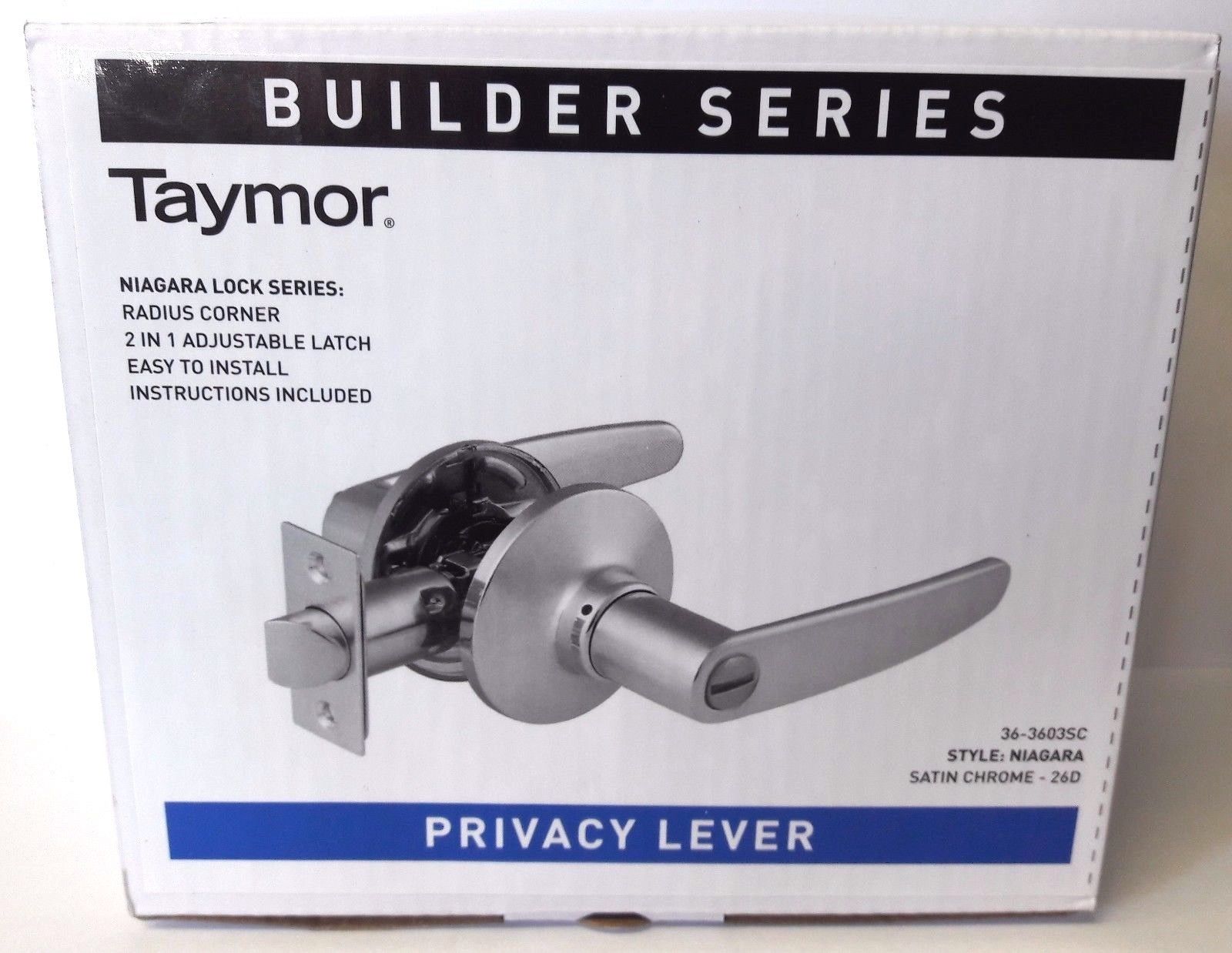 Taymor 36-3603SC Privacy Lever Door Handle Satin Chrome Builder Series