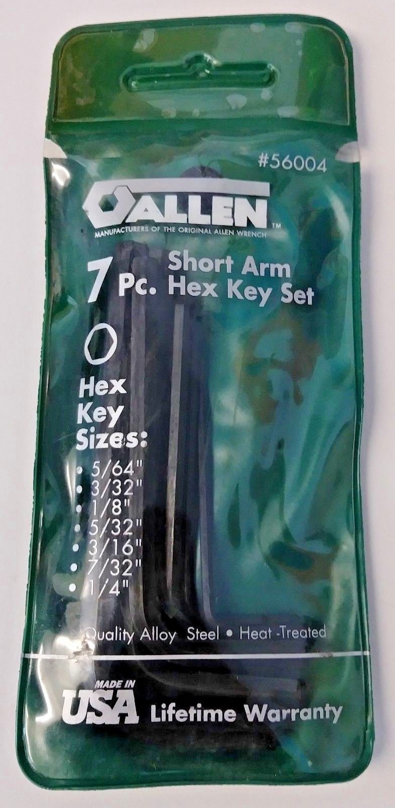 Allen 56004 7 Piece Short Arm Hex Key Set USA