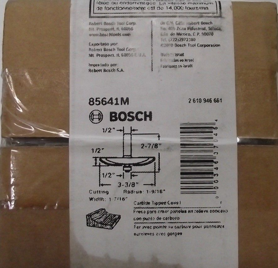 Bosch 85641M 3-3/8" x 1/2"  Carbide Tipped Cove Raised Panel Router Bit