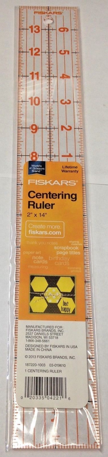 Fiskars 187220-1003 2" x 14" Acrylic Centering Ruler