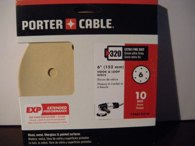 Porter Cable 736613210 6" H&L 320 6 Hole Sandpaper