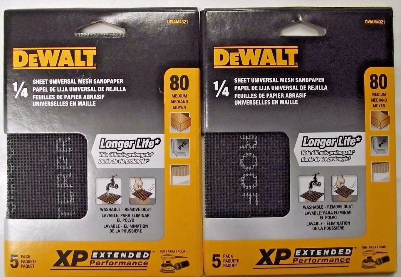 DEWALT DWAM4321 80 Grit 1/4 Sheet Mesh Sandpaper 2-5pks. (10 Sheets)