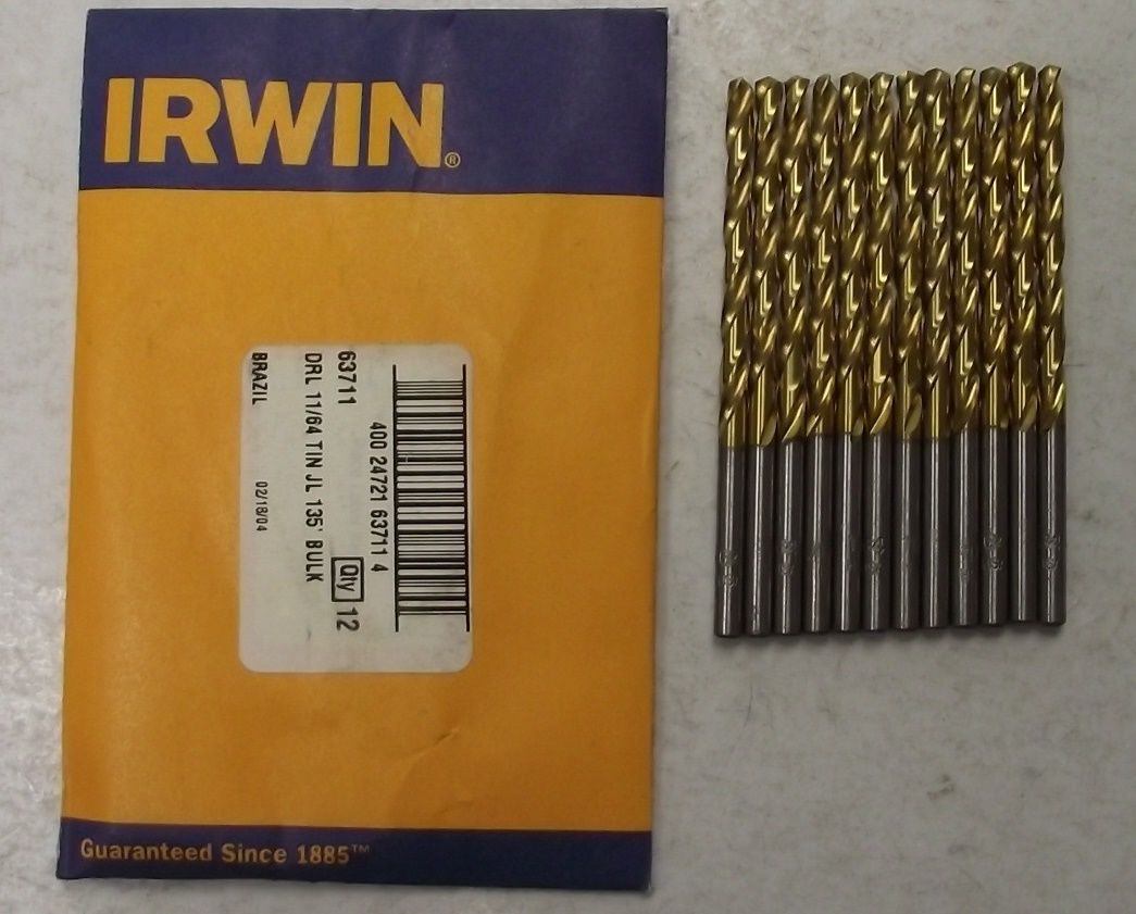 Irwin Industrial Tool Co 63711 11/64 Titanium Coated Drill Bits 12pcs. USA