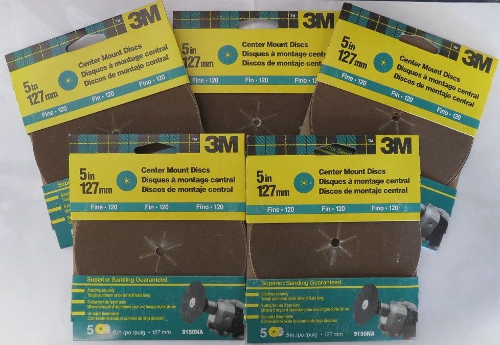 3M 5inch  Fine Center Mount Discs 9150NA 5 Packs