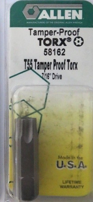 Allen 58162 T55 Tamper Proof Torx 7/16" Drive Bits 2 Packs USA