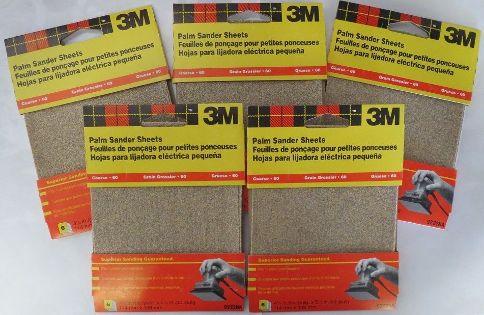 3M 4-1/2" x 5-1/2" Palm Sander Sheets 9222NA 5 Packs