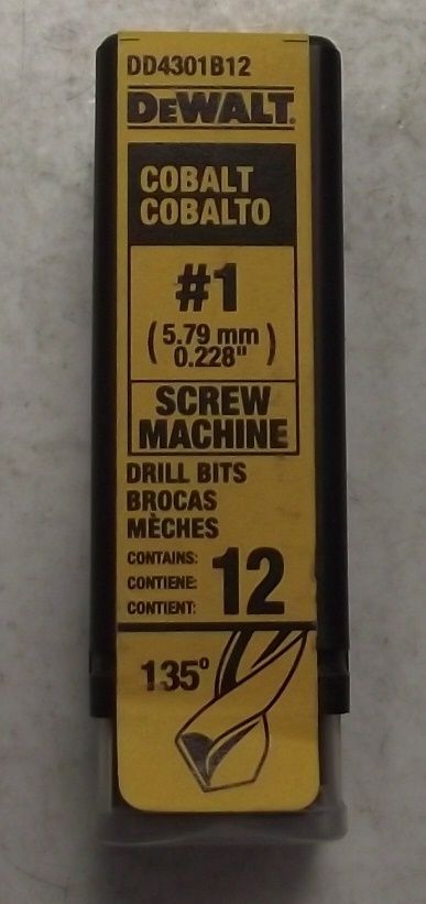 DEWALT DD4301B12 #1 Wire Cobalt Screw Machine Length Drill 12-Pack Germany
