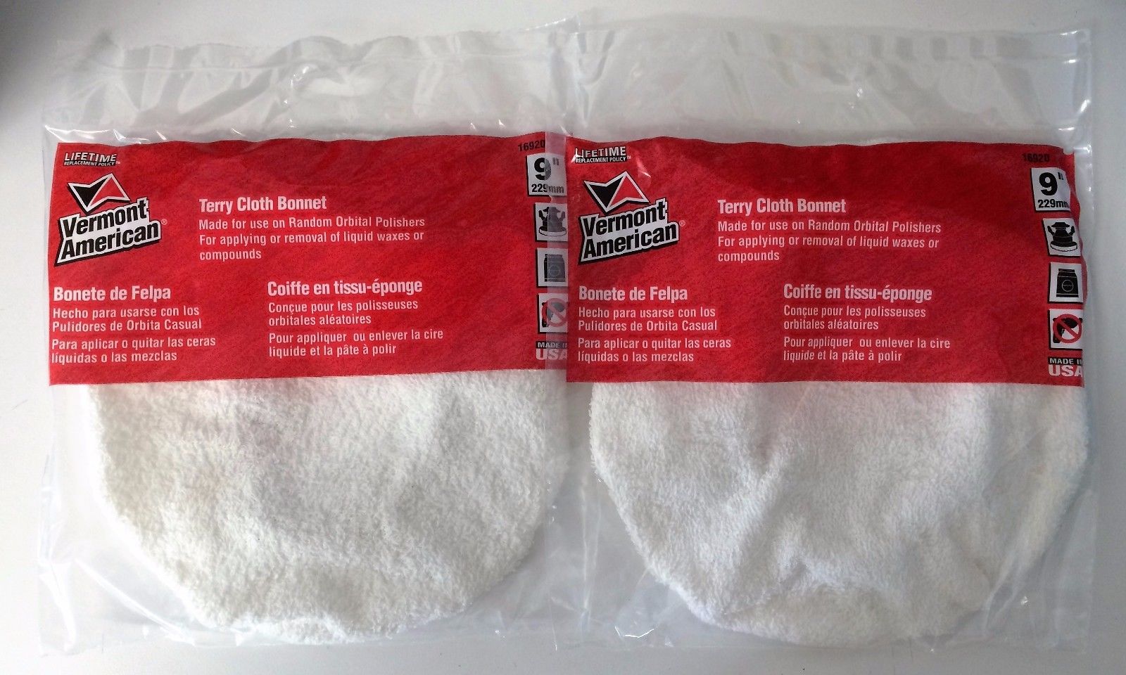 Vermont American 16920 9" Terry Cloth Polishing Bonnet (2 Packs)