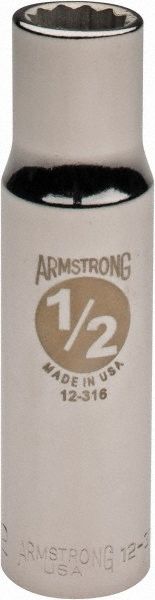 Armstrong 12-316A 1/2" Drive 12 Point Deep Socket 1/2" USA