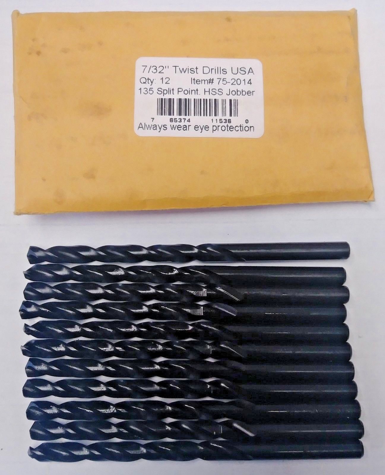 75-2014 7/32" Black Oxide HSS Jobber Twist Drill Bits 12 Pack USA