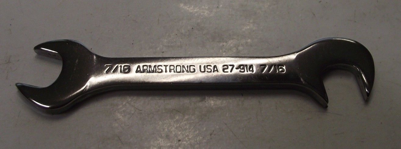 Armstrong 27-914 7/16 Open End Full Polish 15 And 80° Miniature Angle Wrench USA