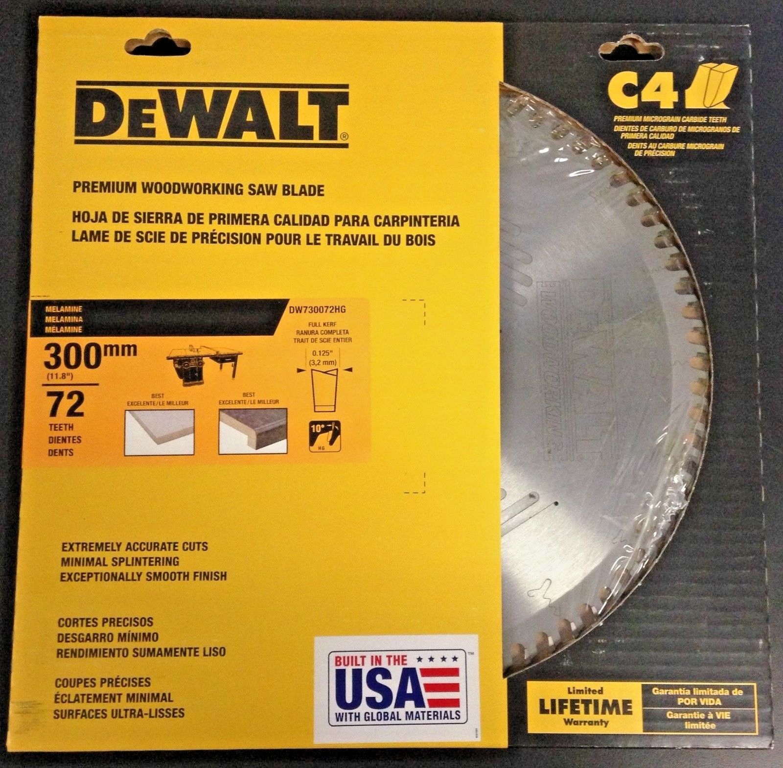 Dewalt DW730072HG 300mm x 72 Teeth Thin Kerf Melamine Woodworking Saw Blade USA