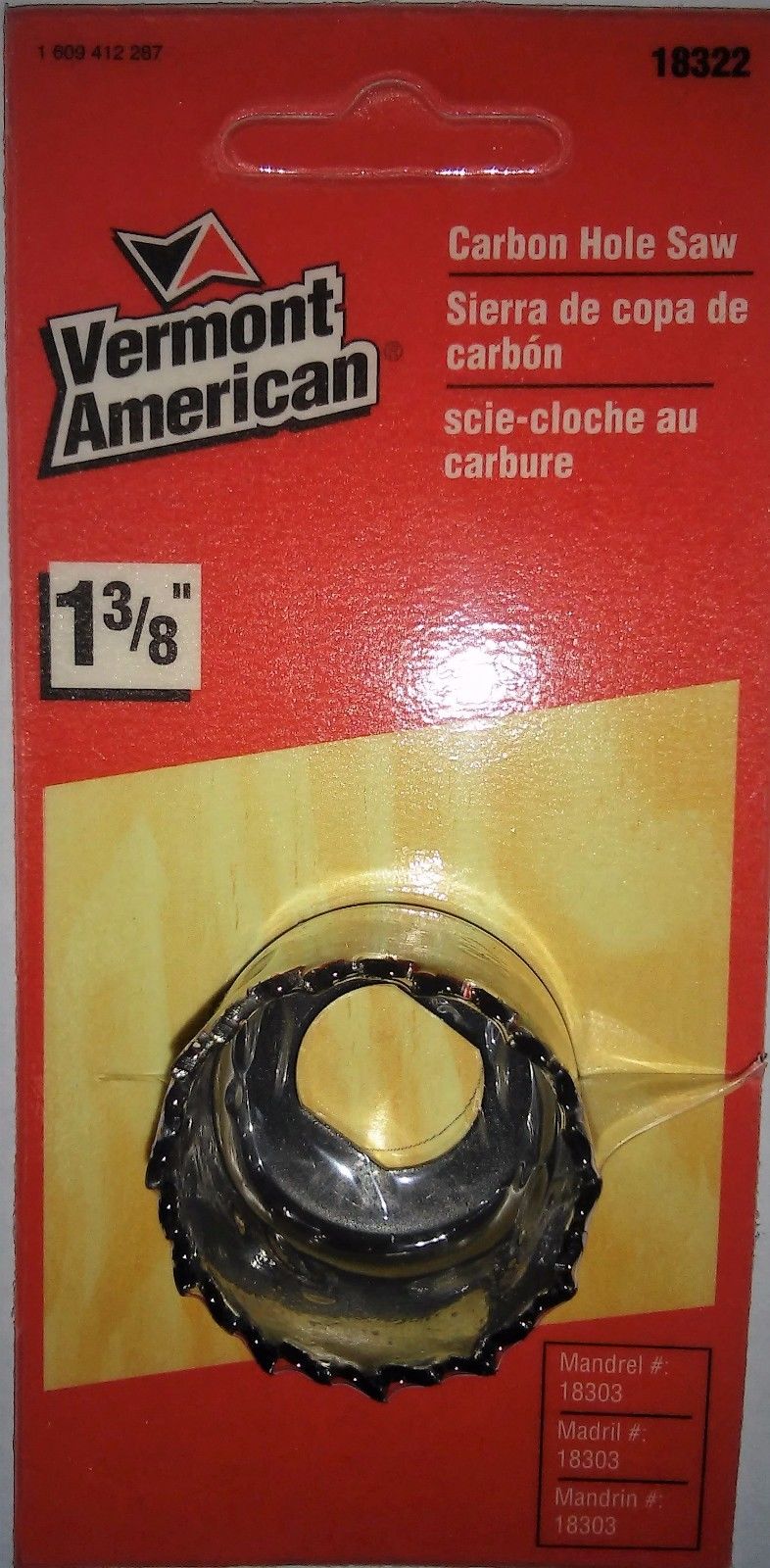 Vermont American #18322 1-3/8" Carbon Hole Saw (3pcs)