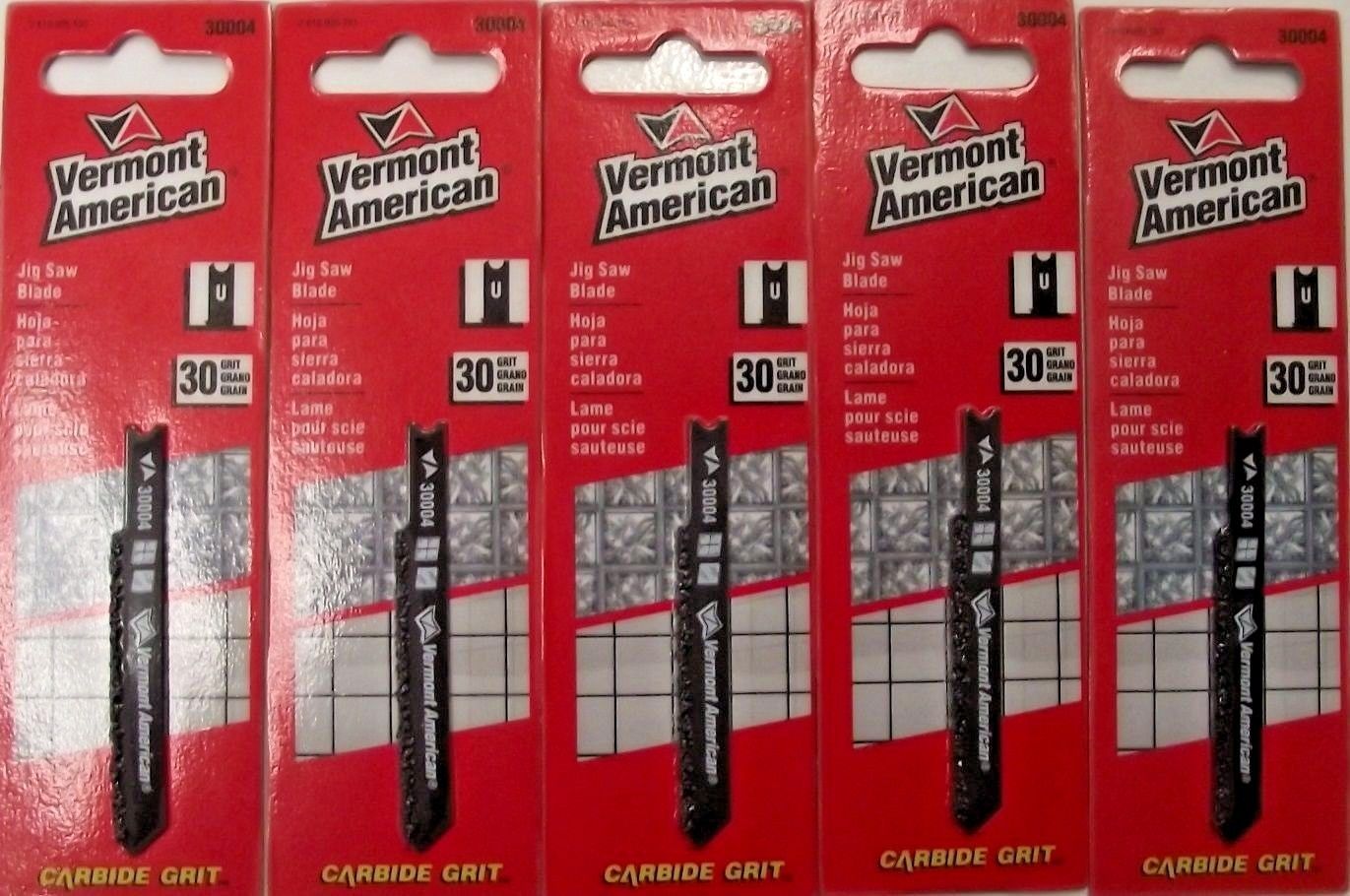 Vermont American 30004 2-7/8" Carbide Grit Tooth Tile Jig Saw Blade 5PKS
