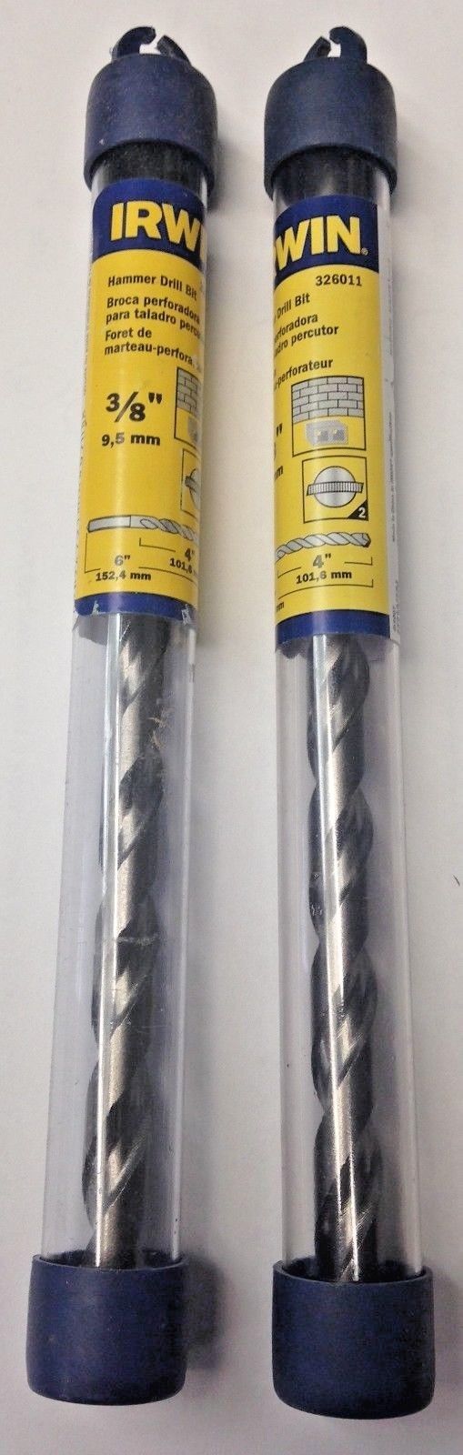 Irwin 326011 3/8" x 4" x 6" Straight Shank Hammer Drill Bit 2PKS