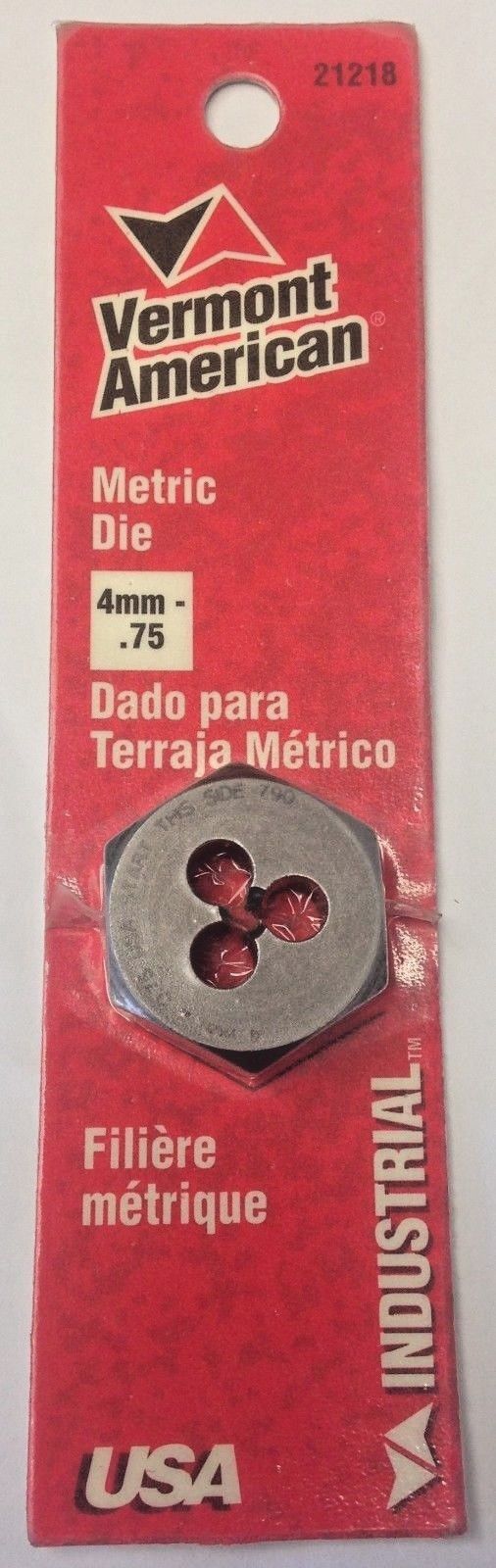 Vermont American 21218 4mm to 0.75 1" High Carbon Steel Metric Hex Die USA