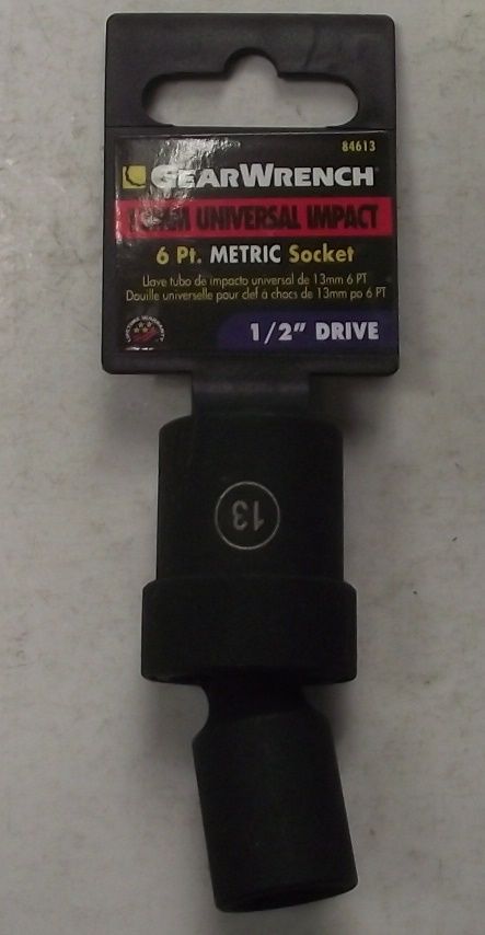 Gearwrench 84613 1/2" Drive 13mm Universal Impact Socket 6pt
