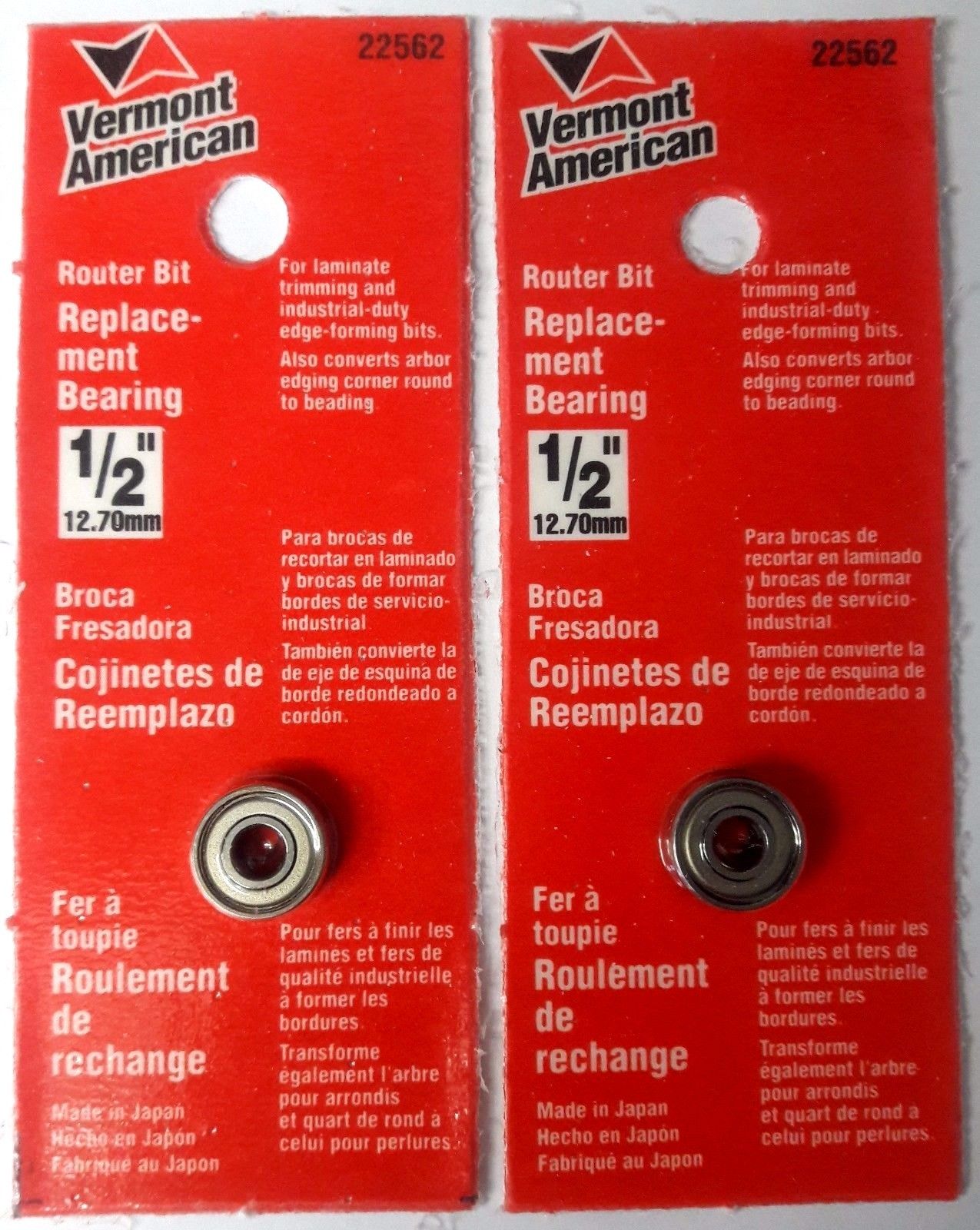 Vermont American 22562 1/2" O.D. Replacement Bearing 2PKS