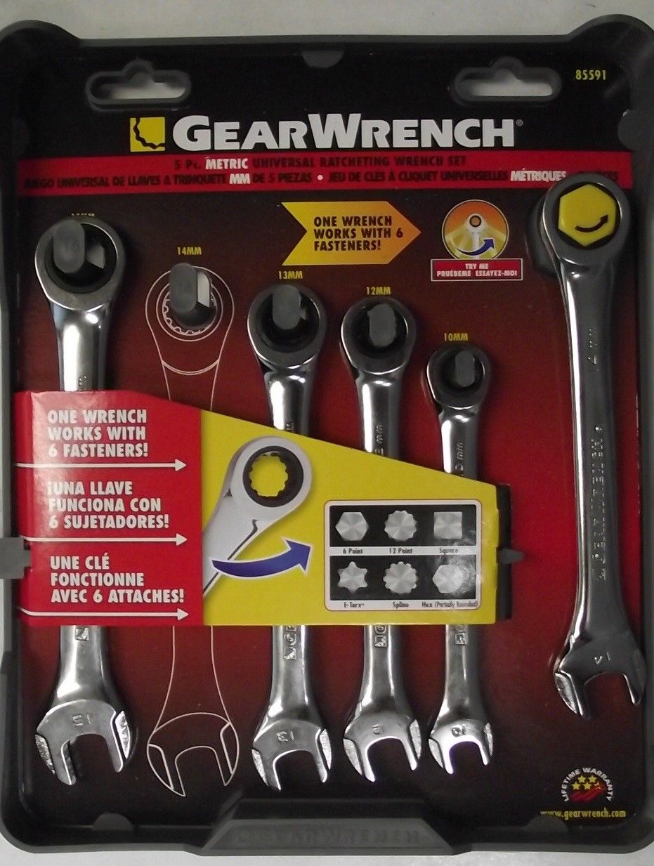 GearWrench 85591 10,12,13,14, And 15MM 5Pc Ratchet Wrench Set