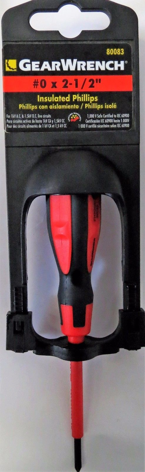 Gearwrench 80083 #0 x 2-1/2" Insulated Phillips Screwdriver 2PCS