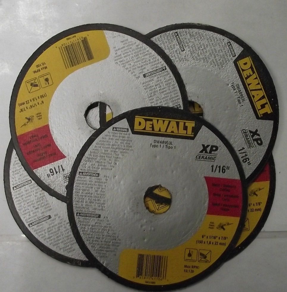 DEWALT DWA8953L 6" x 1/16 x 7/8 Stainless & Metal Thin Cutoff Ceramic Wheel 5pcs