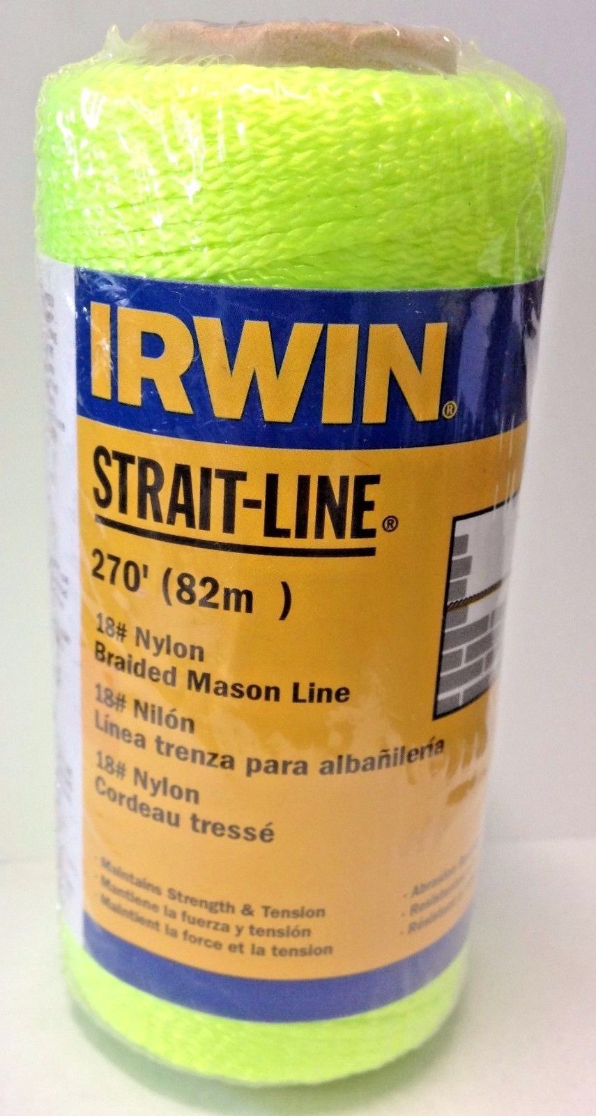Irwin Straight-Line 2034408 Fluorescent Green #18 Braided Nylon Twine 270'