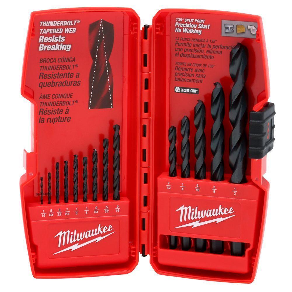Milwaukee 48-89-2800 14 Piece Thunderbolt Black Oxide Twist Drill Bit Set