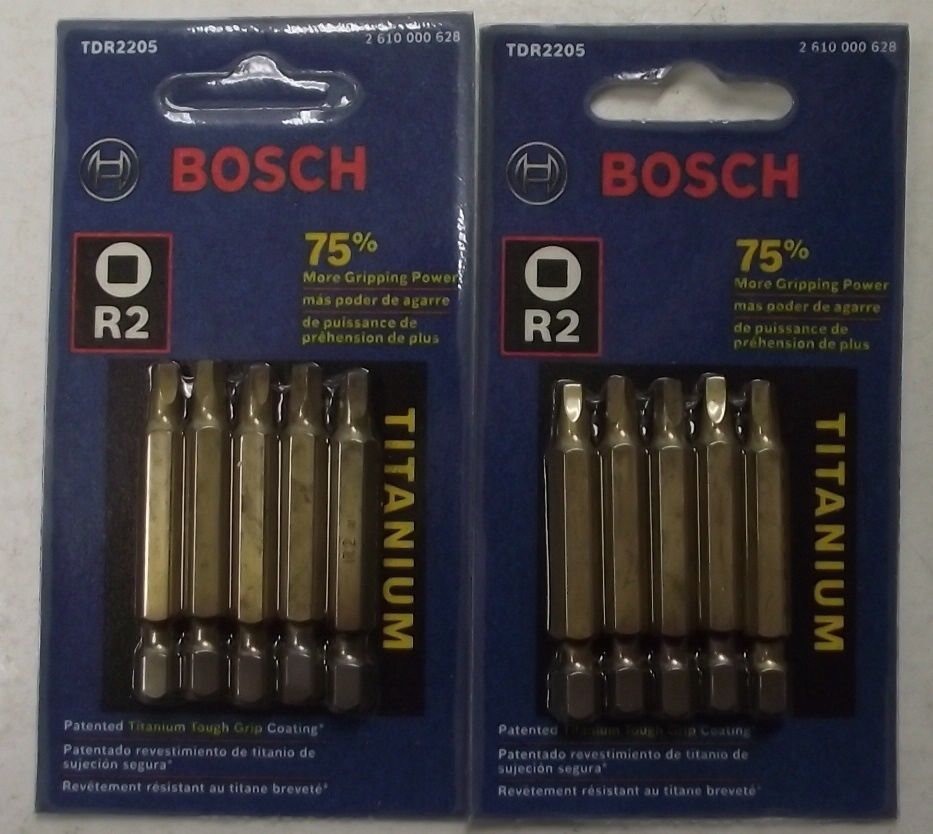 Bosch TDR2205 R2 2" Square Drive Titanium Screw Bit Tips 2- 5pks