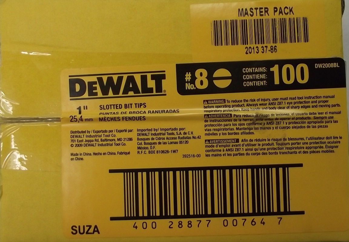 DEWALT Dw2008BL Number-8 Slotted Insert Bit Tip 100-Pack