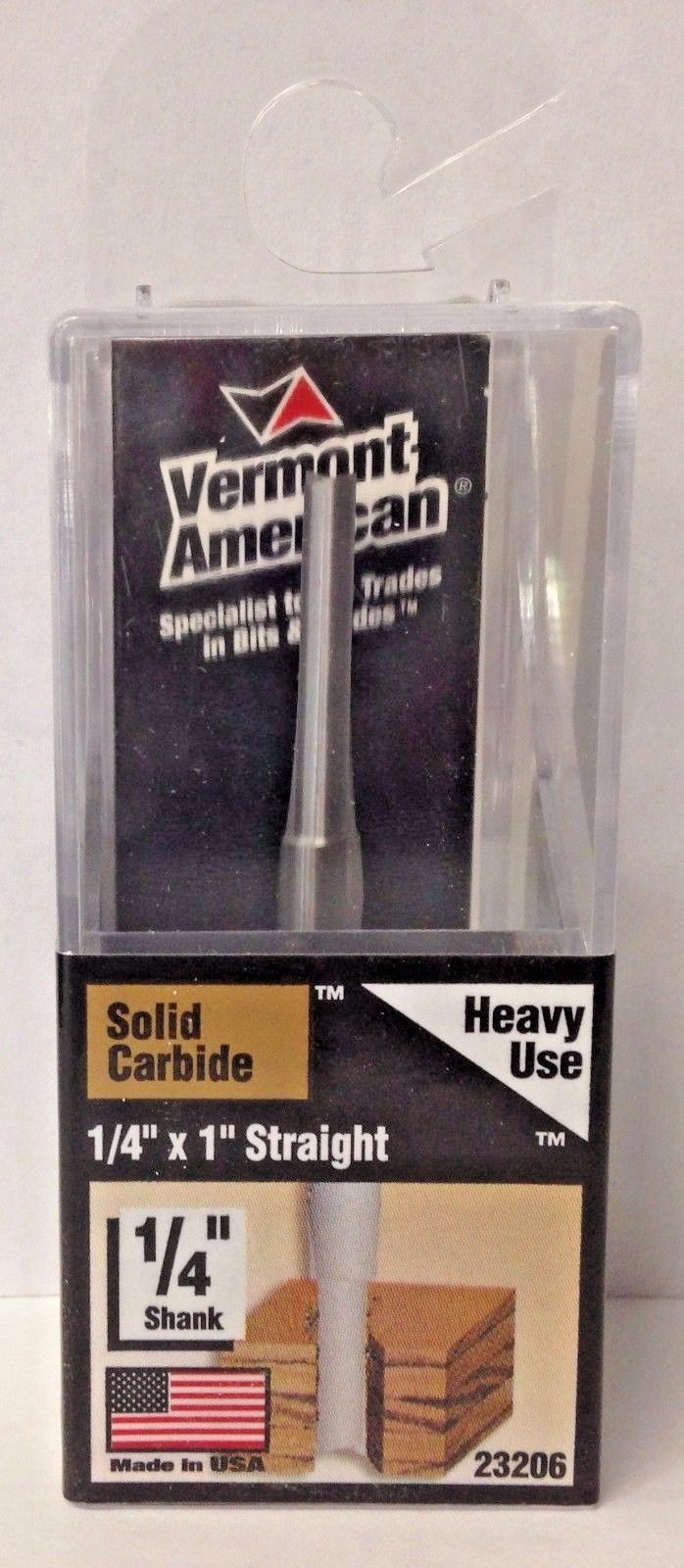 Vermont American 23206 1/4" x 1" Straight Carbide Double Flute Router Bit USA