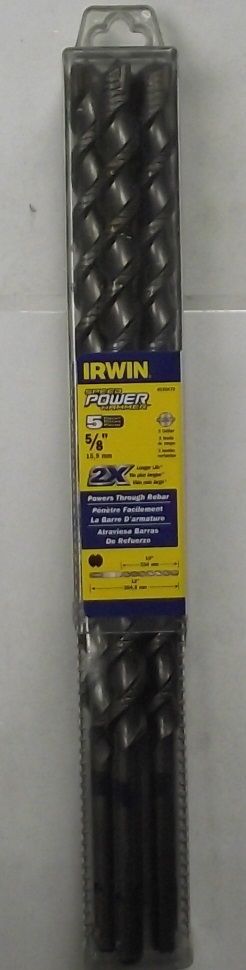 Irwin 4935470 5/8 x 10 x 12 SDS Speed Power Hammer Drill Bits 5pcs.