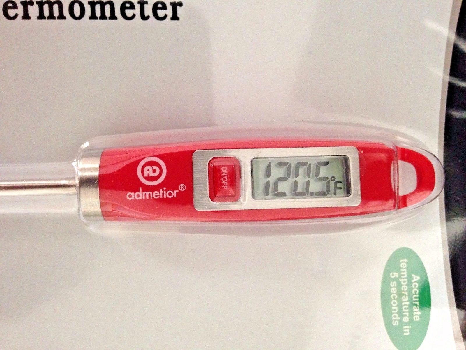 Admetior E514 Sure Grip Instant Read Red Digital Cooking Thermometer