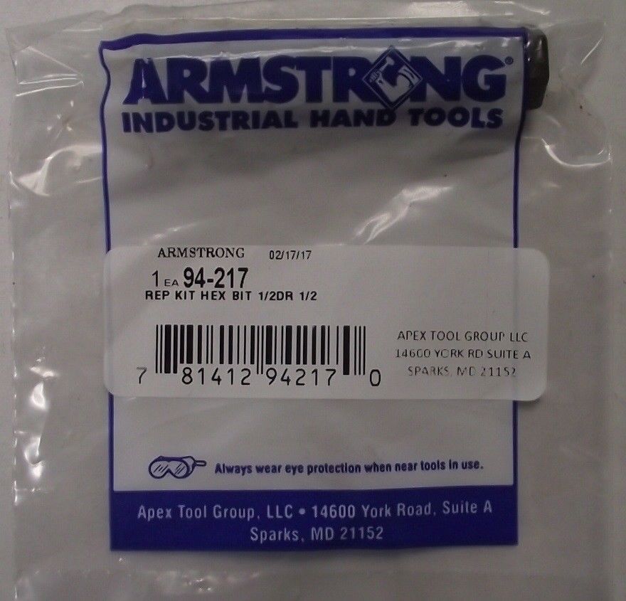 Armstrong 94-217 Replacement Hex Bit 1/2" Drive x 1/2" USA