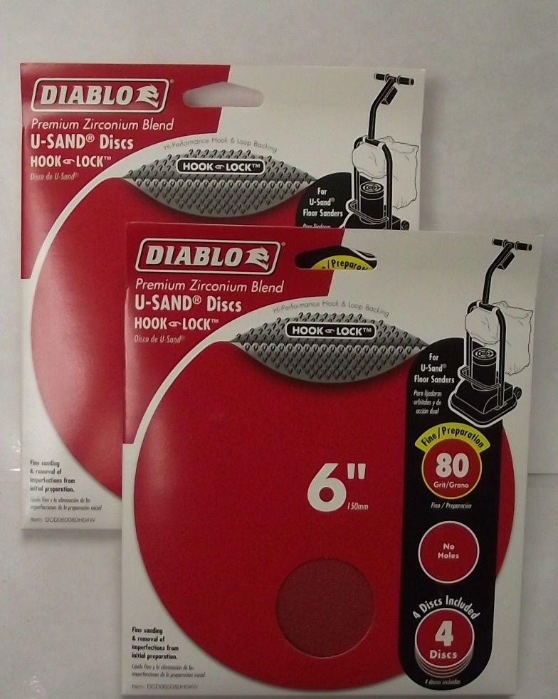 Diablo DCD060080H04W 2-4 Pack's U-Sand Hook & Lock 6" 80 Grit Sanding Discs