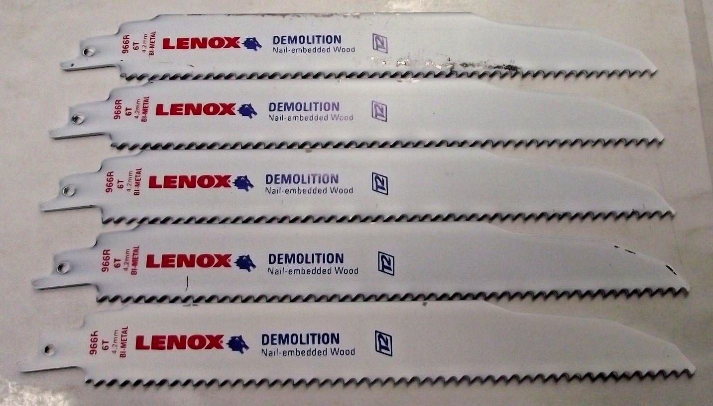 Lenox 966R 9" - 6 TPI Bi-Metal Recip Saw Demolition Blade 5pcs USA