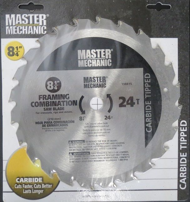 Master Mechanic 198815 8-1/4" x 24 Tooth Carbide Saw Blade
