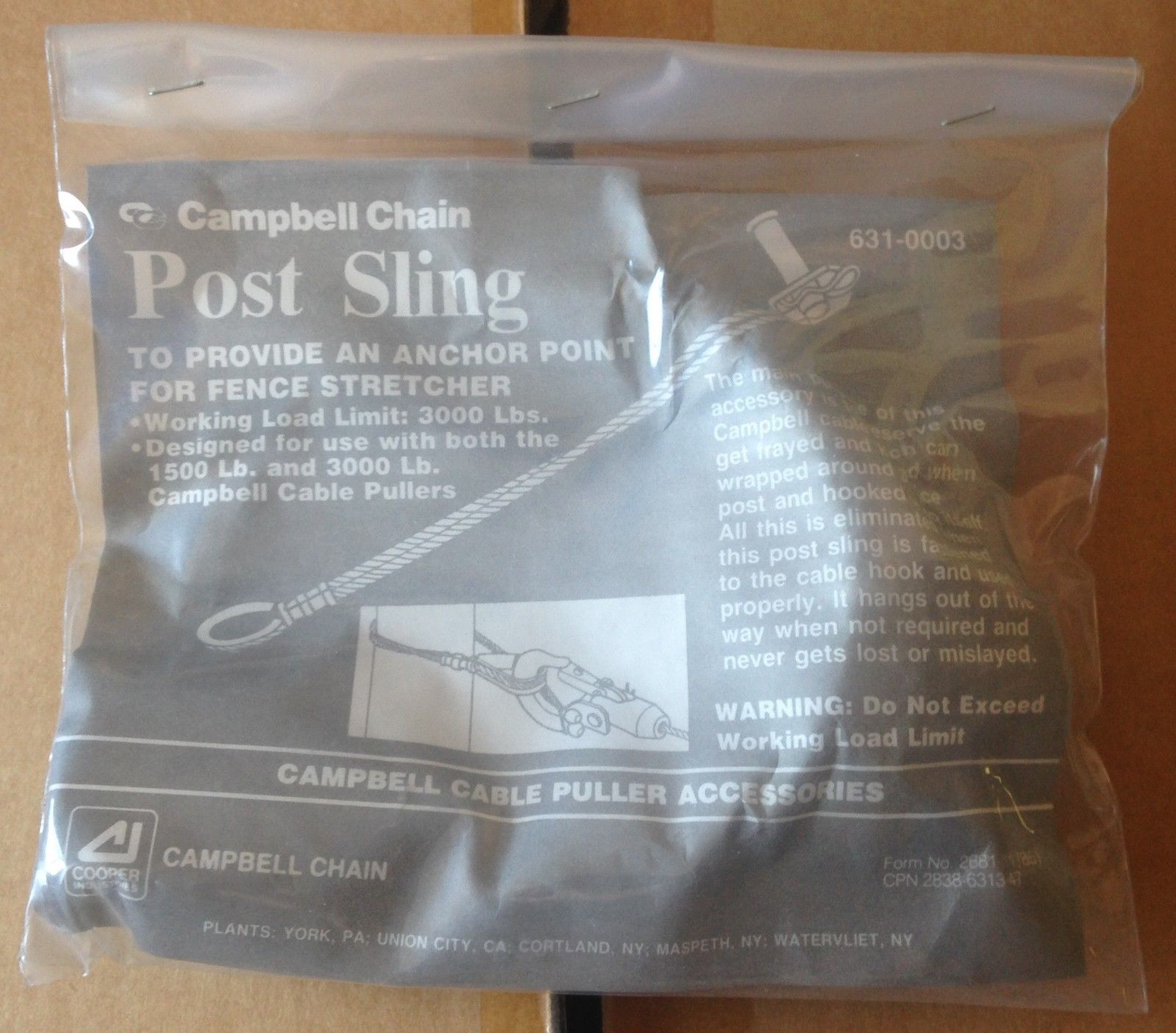Campbell 631-0003 Chain Post Sling for Fence Stretching