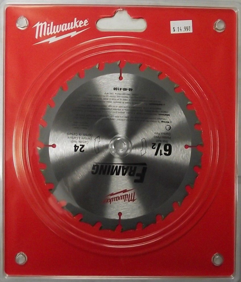 Milwaukee 48-40-4108 6-1/2" x 24 Carbide Tooth Saw Blade Clamshell Japan