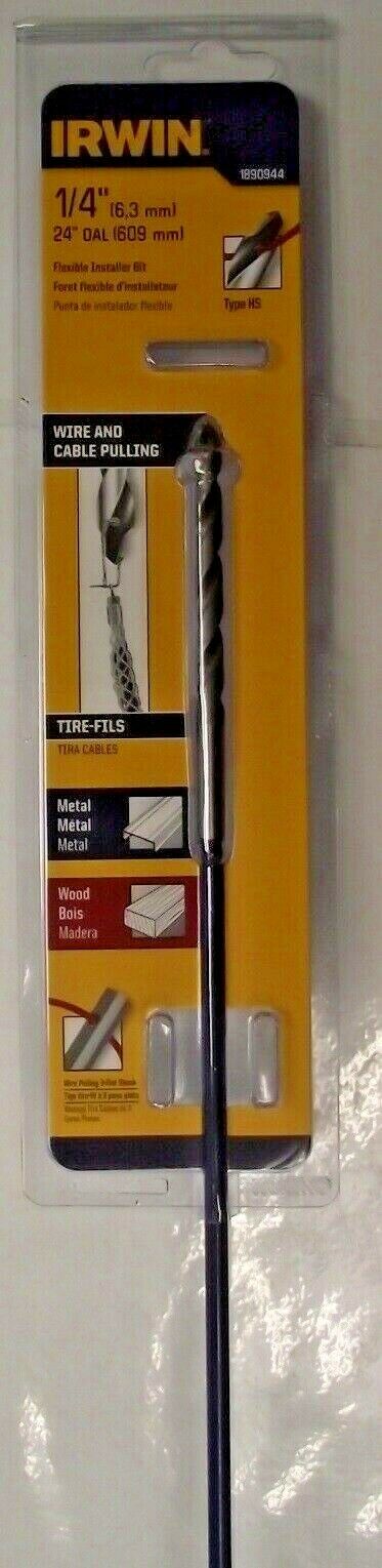 IRWIN 1890944 1/4" x 24" Flexible Shank Tip Installer Metal Drill Bit