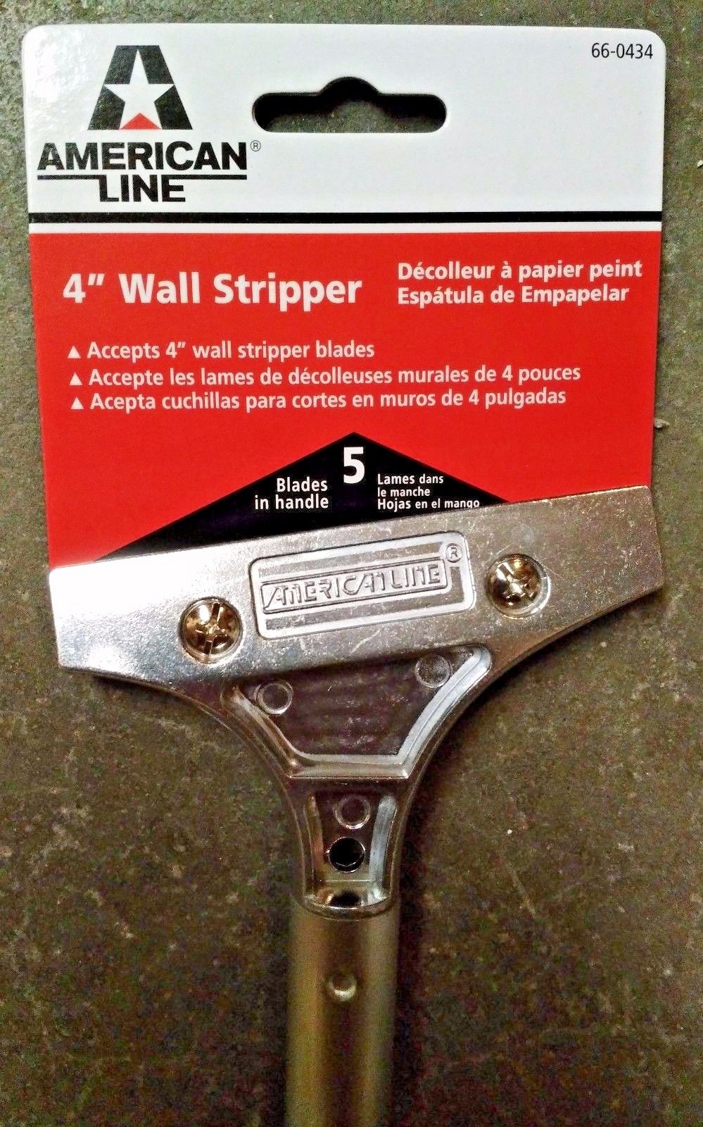 American Line 4" Heavy Duty Wall Scraper 66-0434 With 5 Extra Blades In Handle