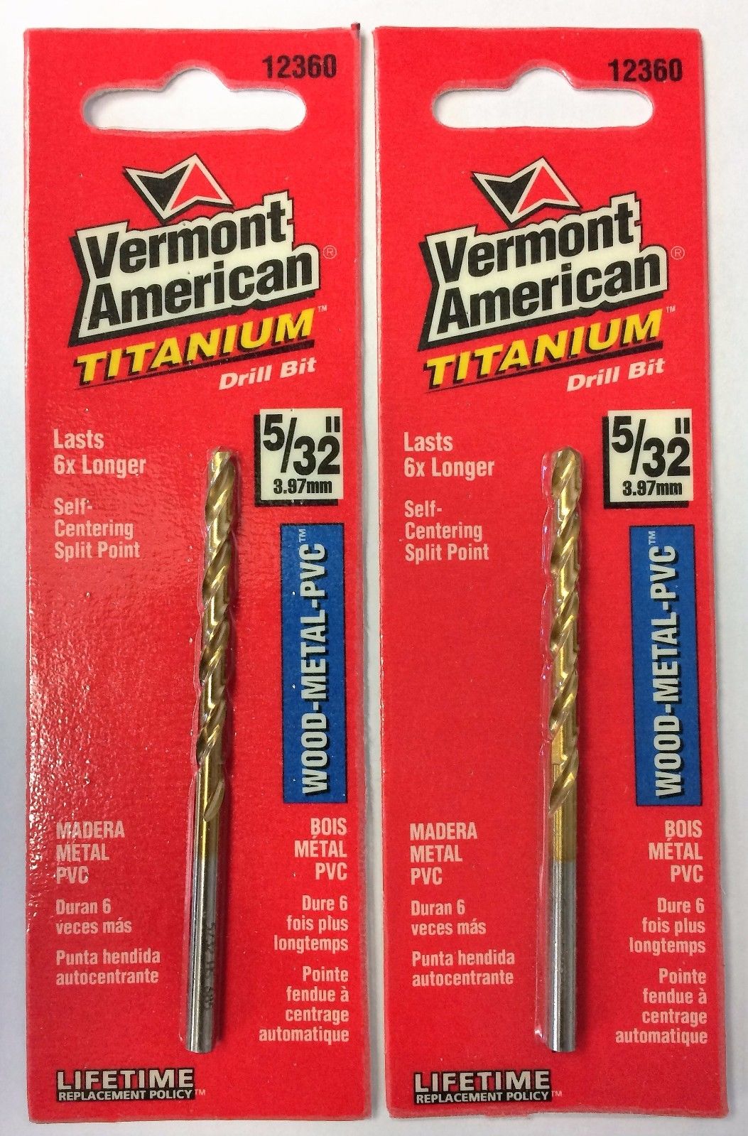 Vermont American 5/32" Titanium Split Point Drill Bit 12360 2PCS