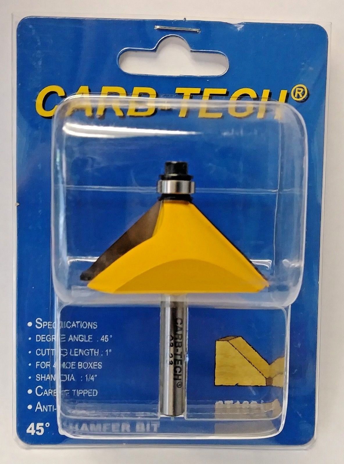 Carb-Tech CT1091K 45° Chamfer Router Bit Carbide Tipped