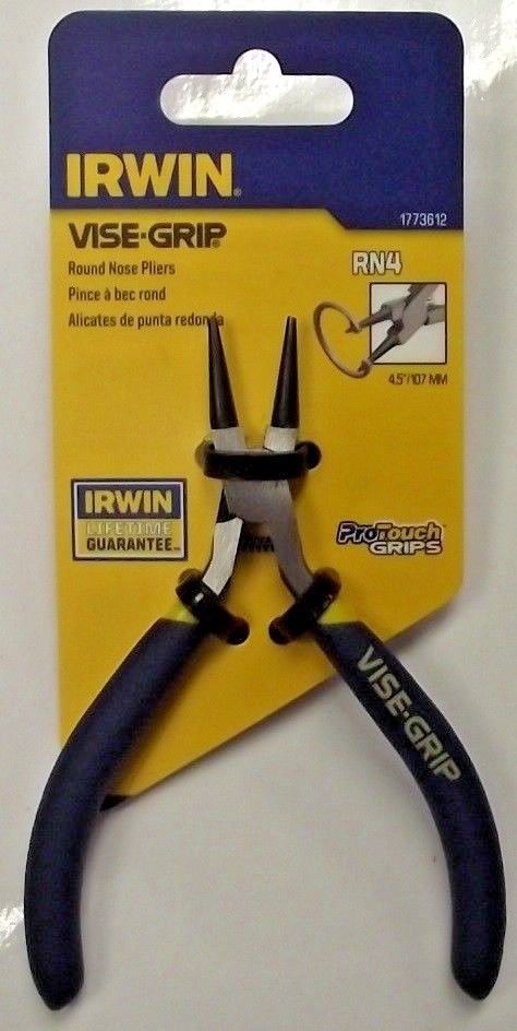 Irwin VISE-GRIP 1773612 4-1/2 Inch Round Nose Pliers With Spring RN4