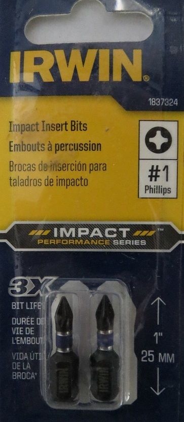 Irwin 1837324 #1 Phillips 1" Impact Insert Bits