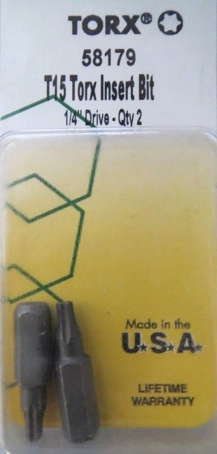 Allen 58179 2 Pack T15 Torx Insert Bits 1/4" Drive 2 Packs USA