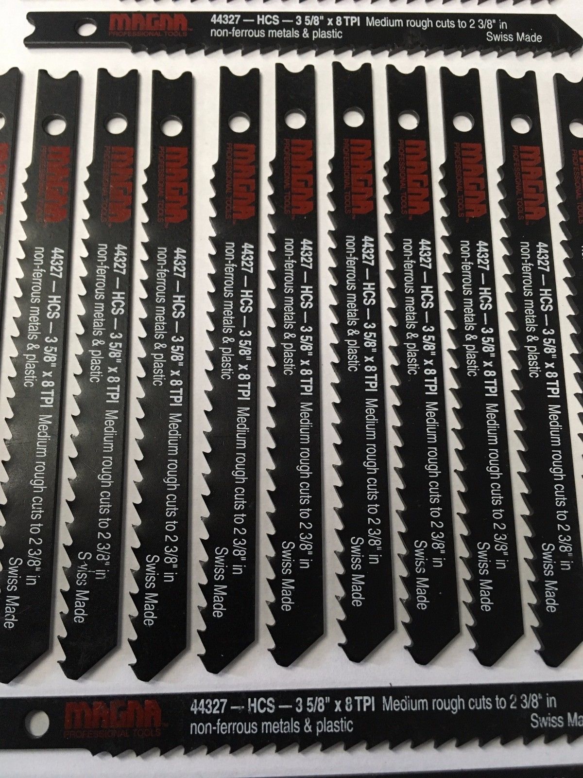 Magna 44327 3-5/8" x 8TPI Jig Saw Blades Med Rough Cuts Non Ferrous 20pcs Swiss