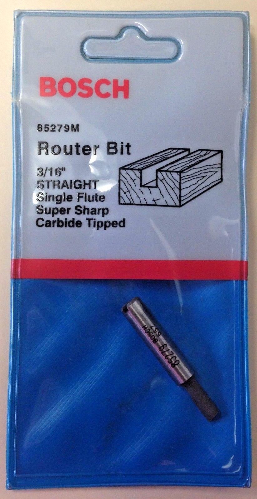 Bosch 85279M 3/16" Straight Single Flute Router Bit 1/4" Shank USA