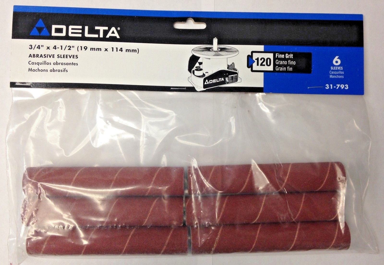Delta 31-793 3/4" x 4-1/2" 120 Fine Grit Abrasive Sleeves (6 Sleeves)