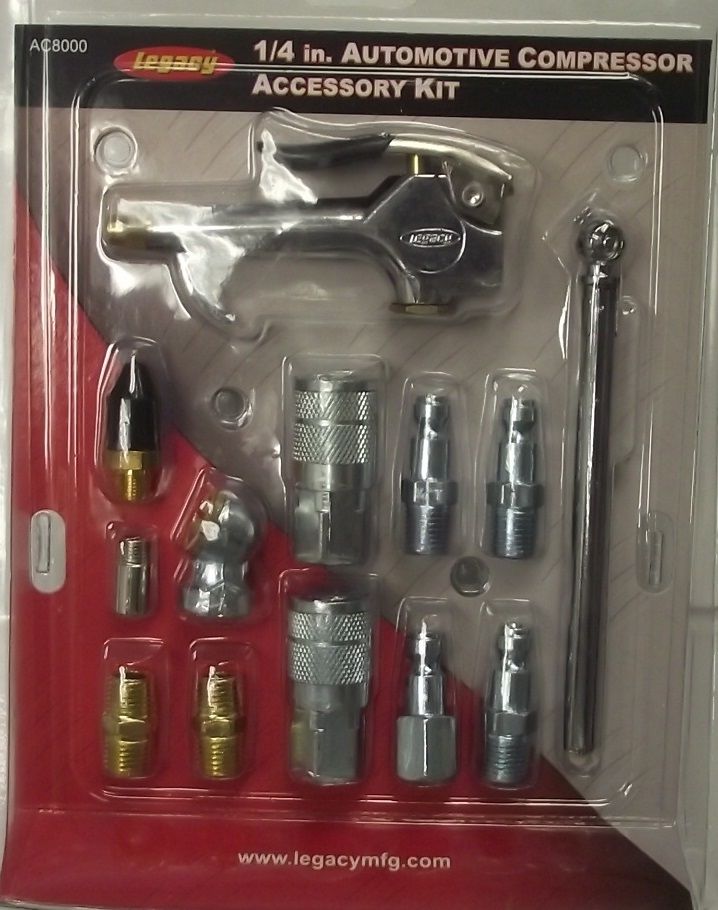 Legacy AC8000 1/4" 13 Piece Air Compressor Blow Gun Accessory Kit