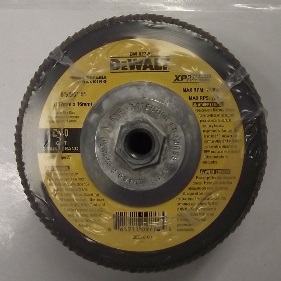 DEWALT DW8222H 6" x 5/8-11 Z40 Type 27 Wearable Backing Flap Disc 5pcs.